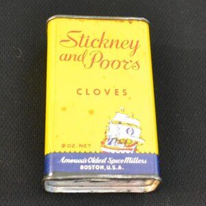 Vintage Spice Tin For Retro Kitchen Decor Stickney And Poors Cloves Boston